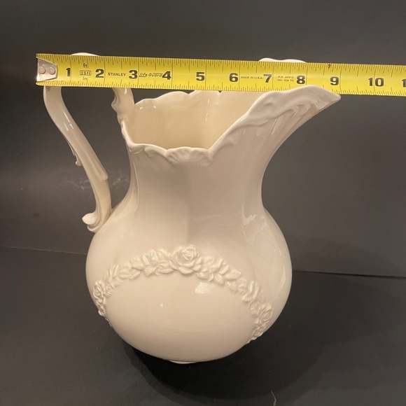 Vintage Ceramic Water Pitcher with Rose Garland Detail - Picture 2 of 8